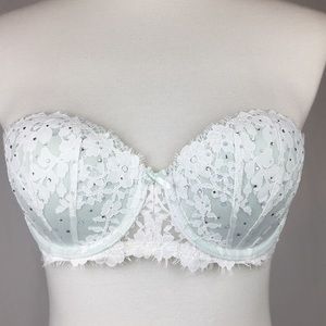 Victoria's Secret Light Blue Lace Strapless Bra